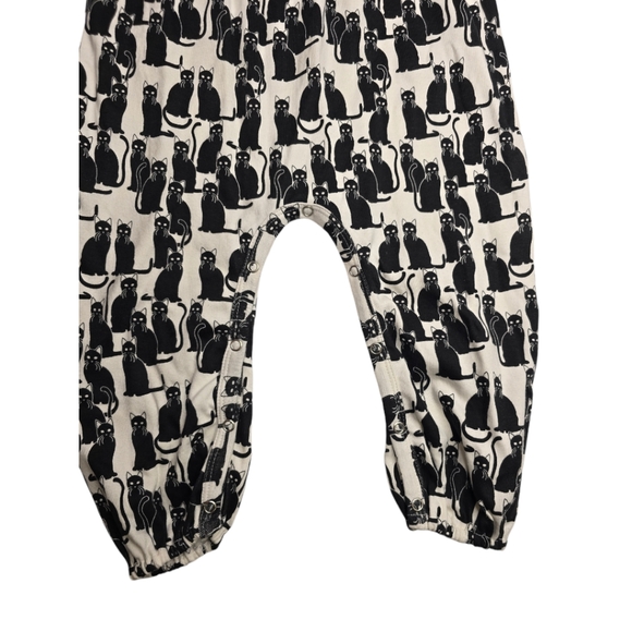 NWT Kate Quinn Bamboo Long Bubble Sleeve Jumpsuit Black Cat Romper & Headband - Picture 3 of 11
